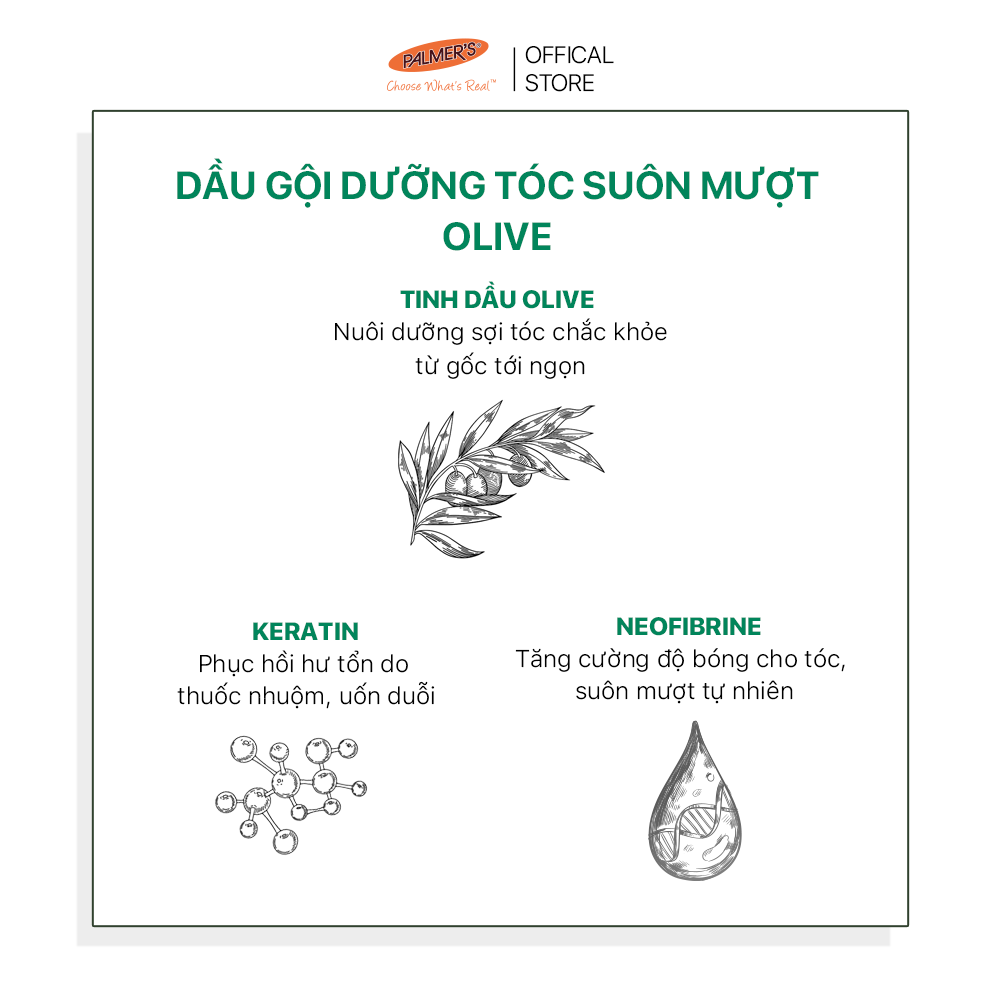 Dầu gội dưỡng tóc suôn mượt Olive Palmer’s 400ml