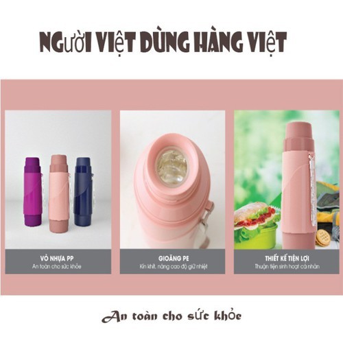 Phích Nước giữ nhiệt Mini Rạng Đông 450ml [Giữ Nóng 12 Giờ,lạnh 24 giờ]