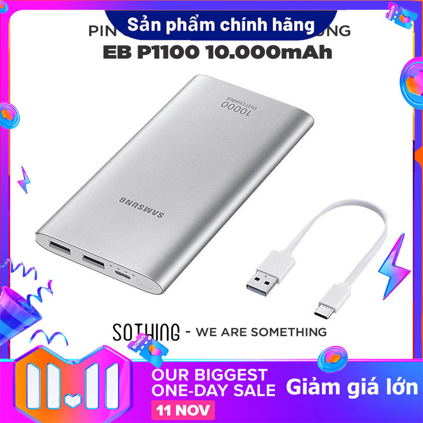 Sạc dự phòng samsung 10.000mah chính hãng - pin sạc dự phòng samsung eb-p1100 10000mah hỗ trợ sạc nhanh qc 2.0 - hàng chính hãng