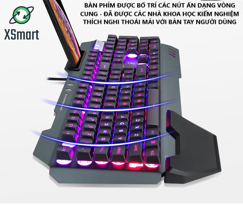 Bàn Phím Gaming K618 Super Pro New 2023 Led Đổi Màu 10 Chế Độ Led Khác Nhau Tặng Kèm Kê Tay Ngang Phím Cơ Máy Tính PC Laptop Dành Cho Game Thủ Cao Cấp Chơi PUBG Liên Minh Đột Kích Cực Đã