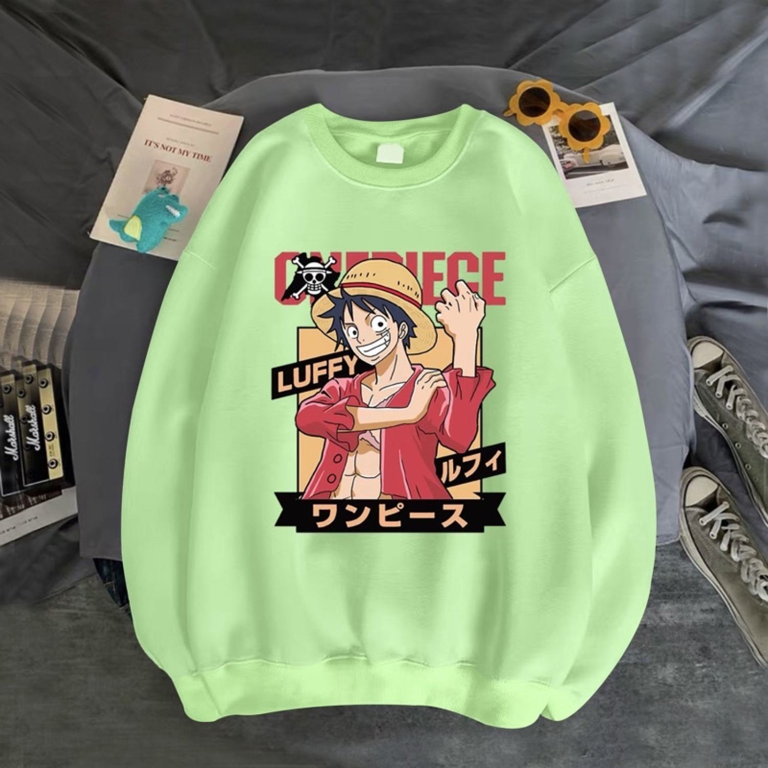 Áo sweater nỉ unisex in luffy onepiece ngầu đét