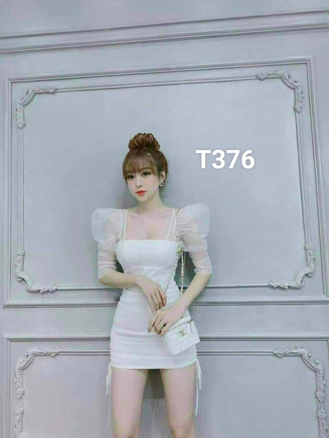 Đầm body phối lưới cao cấp có mút T376