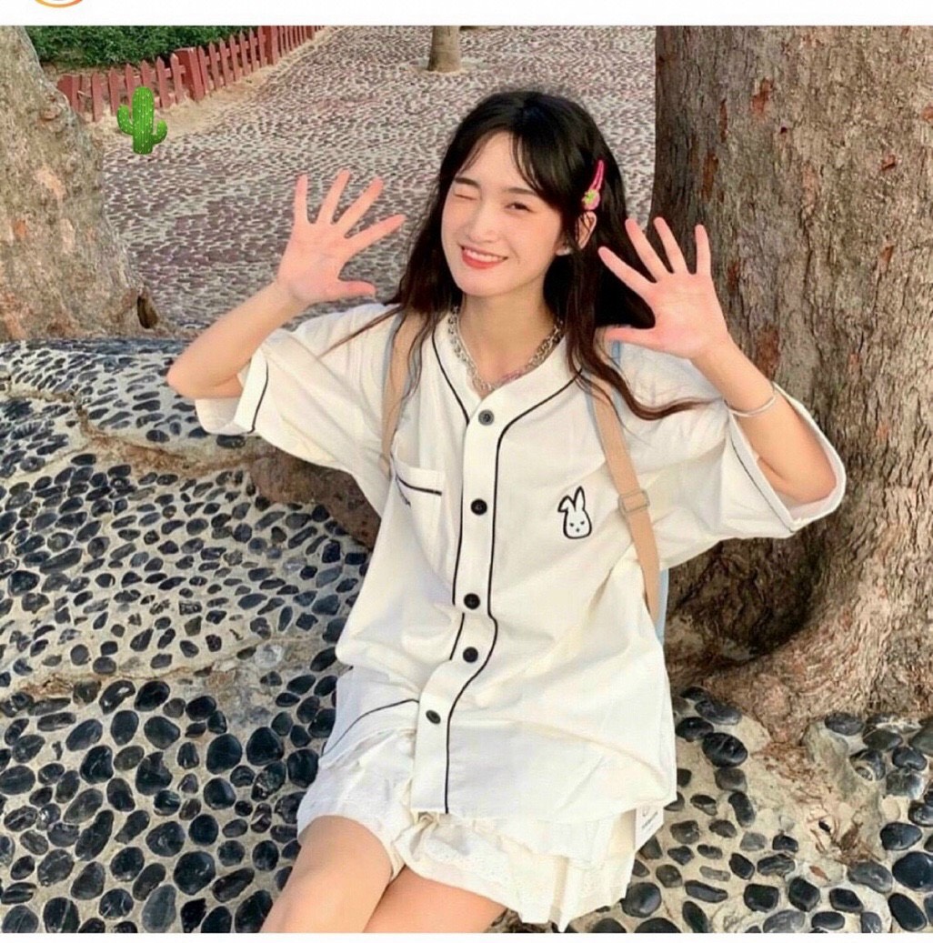 Áo somi unisex thêu logo thỏ dễ thương style ulzzang hàn quốc hot trend ttpk0252