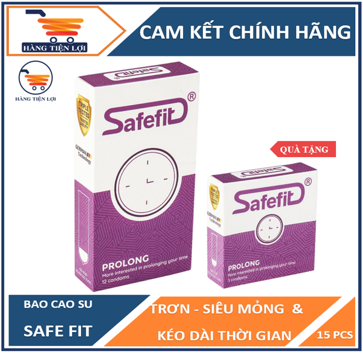 [MUA LỚN TẶNG NHỎ] Bao cao su Siêu mỏng Kéo dài thời gian Safe Fit Over Time - 15 chiếc