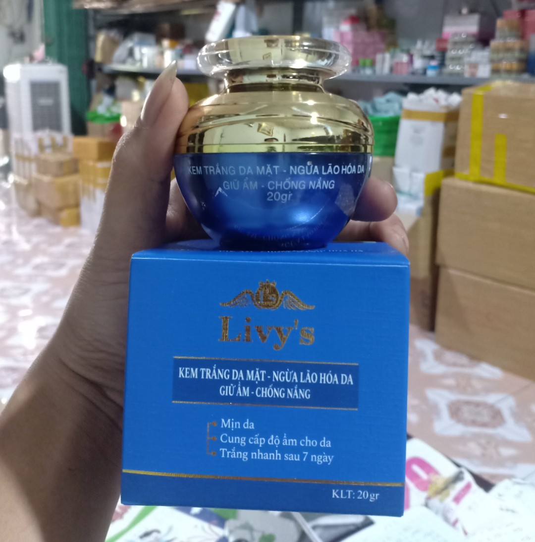 Kem Face Ngừa Lão Hóa Trắng Da Giữ Ẩm  Chống Nắng Livy Xanh 20g Chính Hãng 100%
