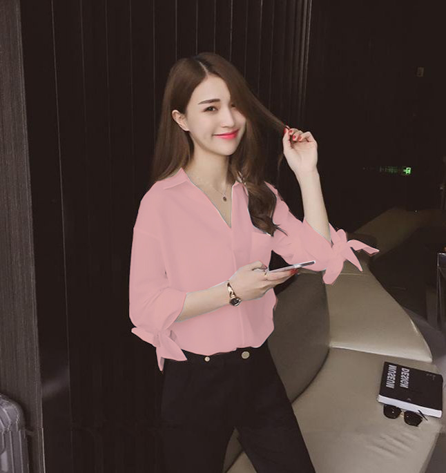 Áo sơ mi cột nơ tay lỡ❣️[Giá gốc tận xưởng]