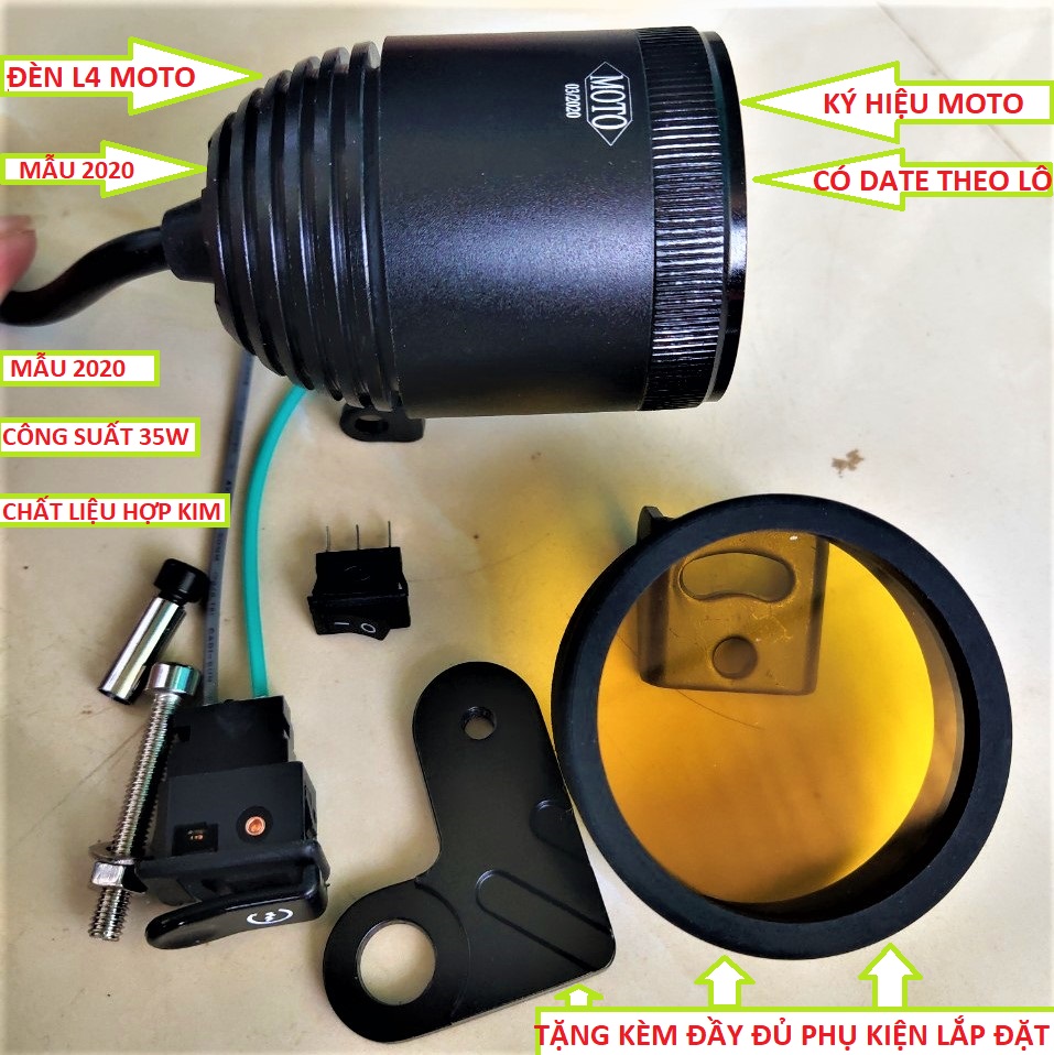 ĐÈN TRỢ SÁNG L4 MOTO MẪU MỚI ( TẶNG 5 PHỤ KIỆN ) PHỤ TÙNG XE MÁY, ĐÈN L4 SIÊU SÁNG , ĐÈN LED SIÊU SÁNG LẮP XE MÁY , PHỤ KIỆN XE MÁY , DEN TRO SANG , DEN L4