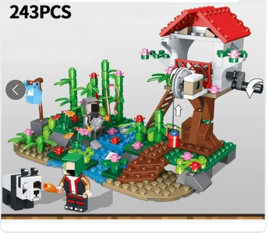 Lego Minecraft - XS 1027 ( Xếp Hình Khe Suối Câu Cá Có Gấu Trúc 243 miếng ghép)