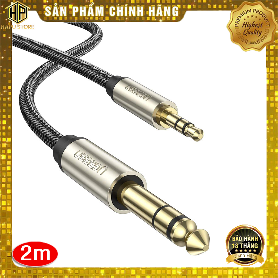 Dây cáp audio 3.5MM to 6.5MM hai đầu dương Ugreen 10628 dài 2m chính hãng - Hapustore