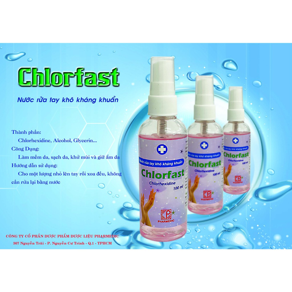 Chai Xịt Rửa Tay Khô Kháng Khuẩn CHLORFAST 100ml