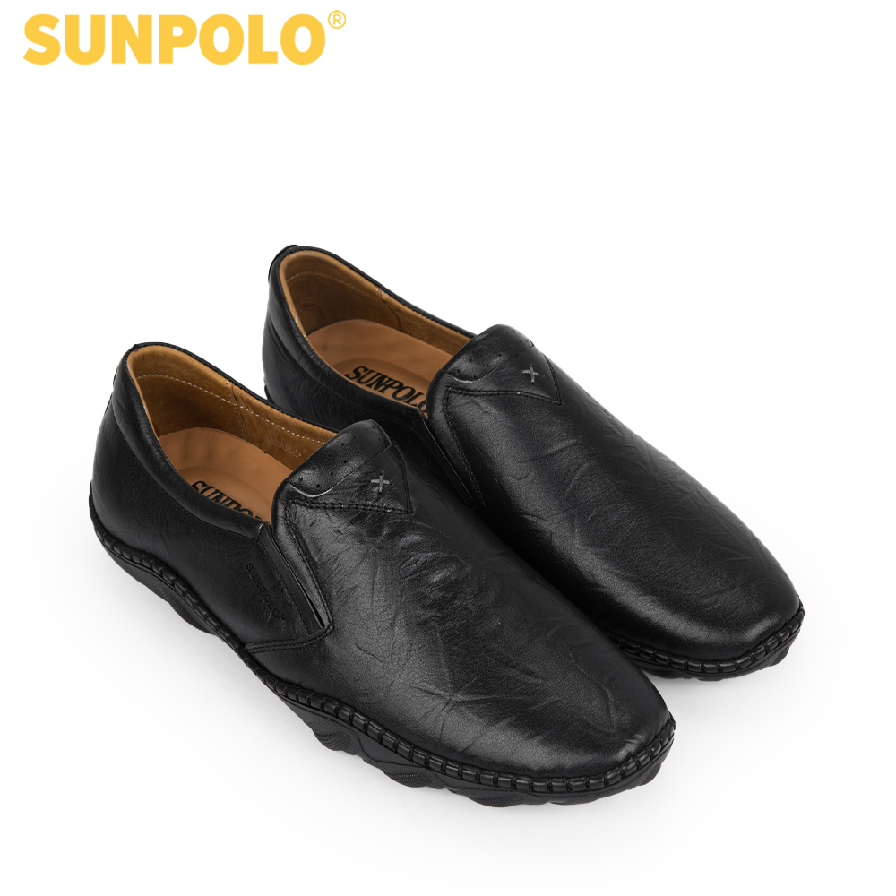 Giày lười nam da bò SUNPOLO SUS512 (Xanh đen)