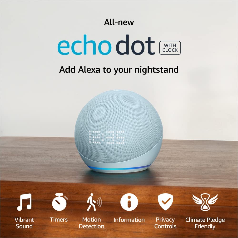 Amazon Echo Dot 5 with clock – Loa bluetooth có đồng hồ thông minh bản mới 2022