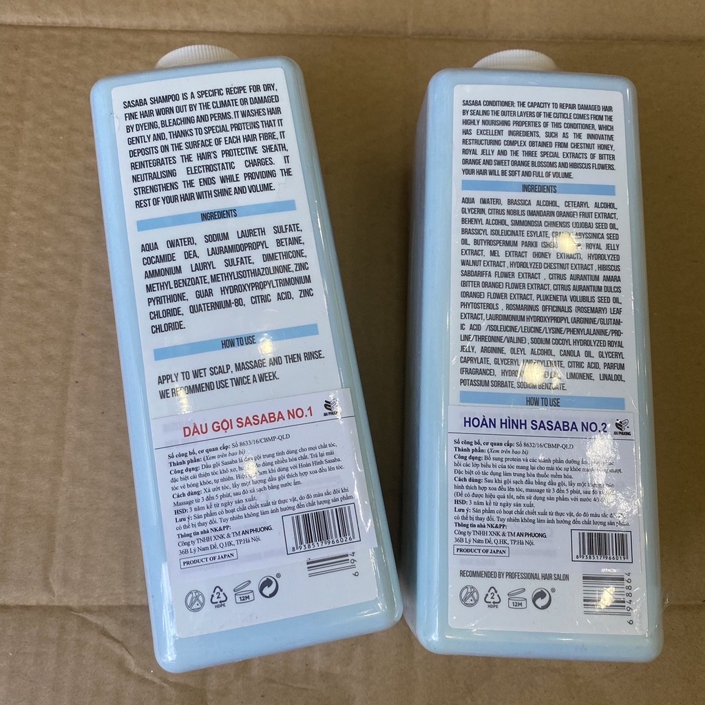 Dầu gội và hoàn hình SASABA Plant Extract 800mlx2 ( 2022 )