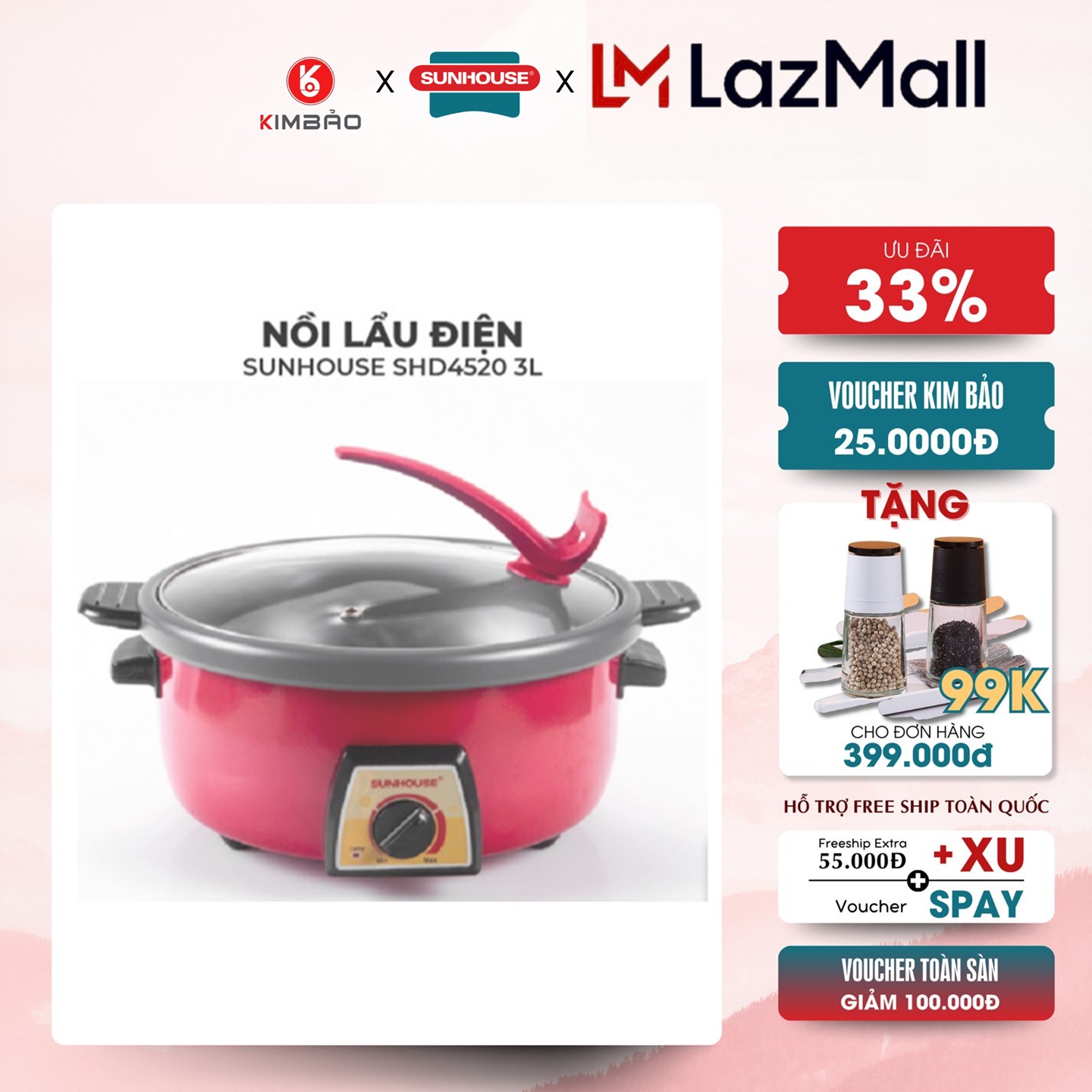 Lẩu điện sunhouse shd4520-công suất 1300w