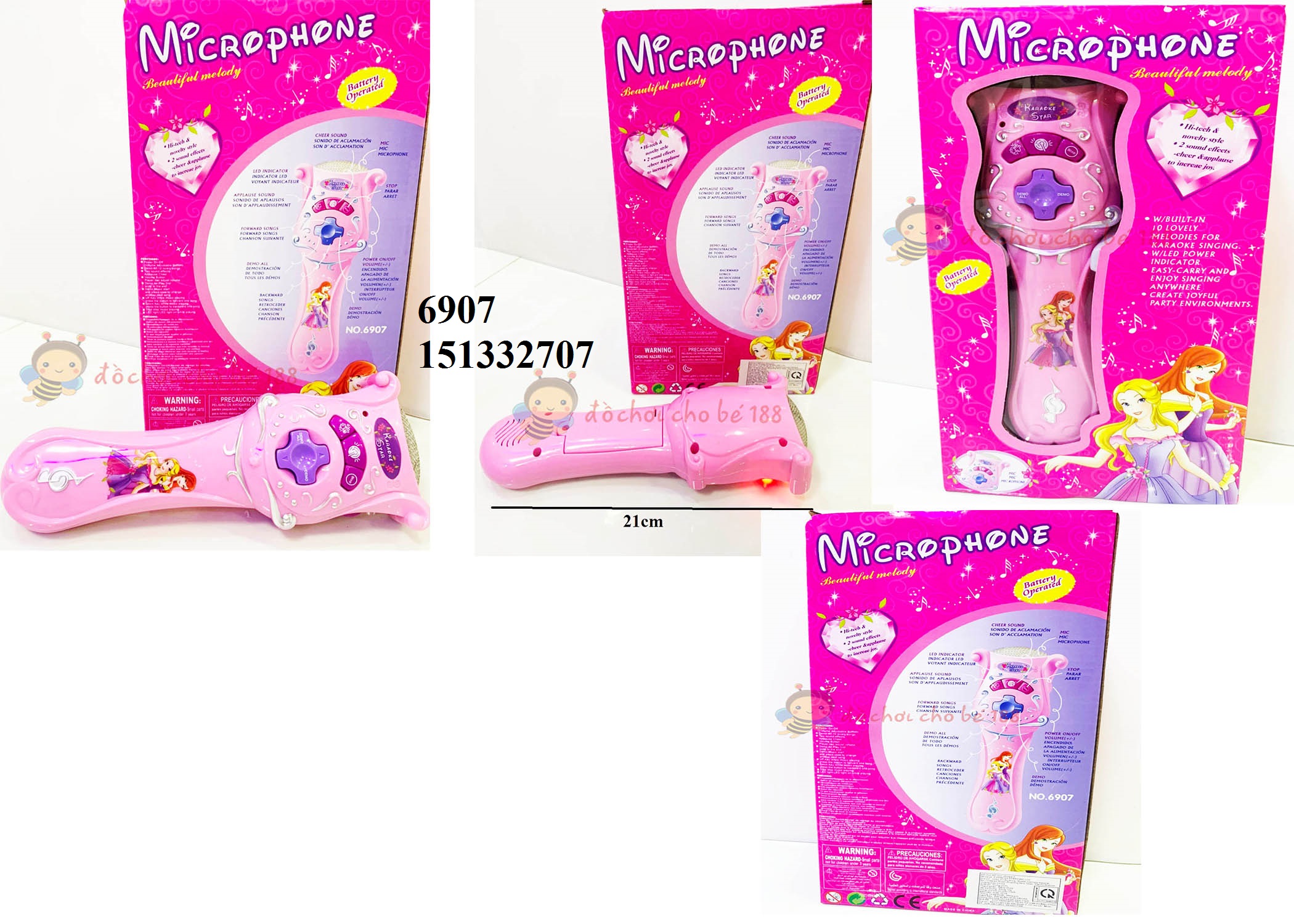 Micro đồ chơi hát karaoke có pin nhạc đèn, có hiệu ứng âm thanh ánh sáng, cảm biến phát âm thanh.