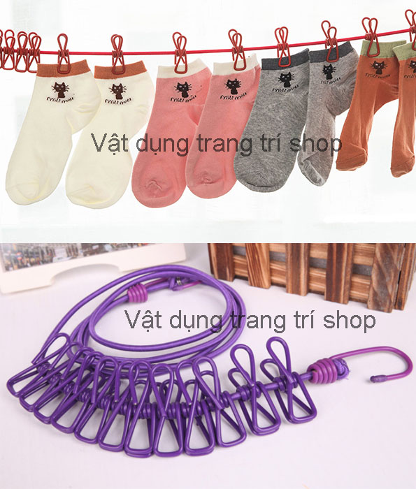 Dây Phơi Đồ 12 Kẹp Đa Năng
