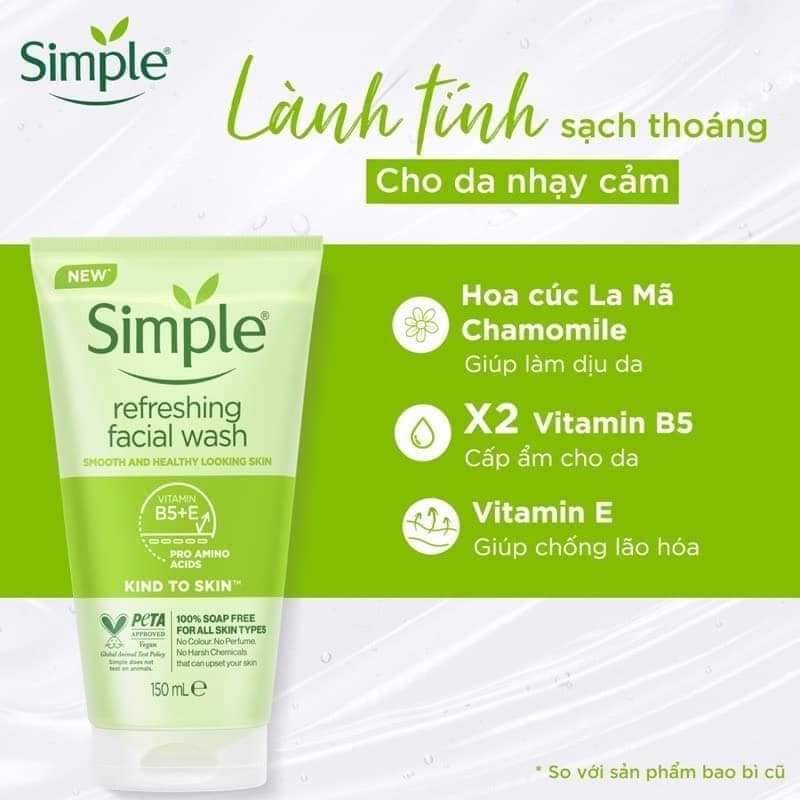 Sữa rửa mặt SIMPLE 150ml - Anh