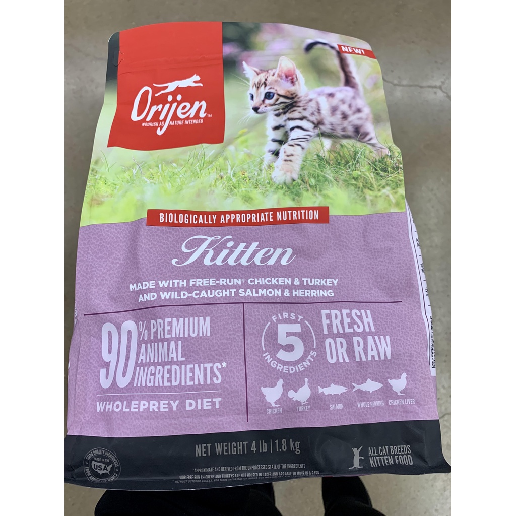 (Nguyên Seal) ORIJEN KITTEN - Thức Ăn Hạt Cho Mèo Con - (4lbs/1.8kg)
