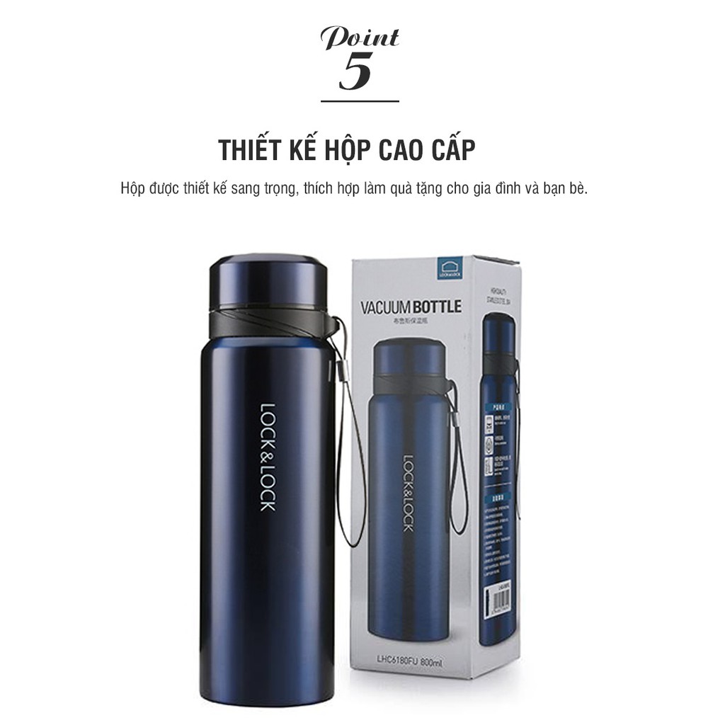 [HCM]Bình giữ nhiệt Lock&Lock Vacuum Bottle 800ml LHC6180FU