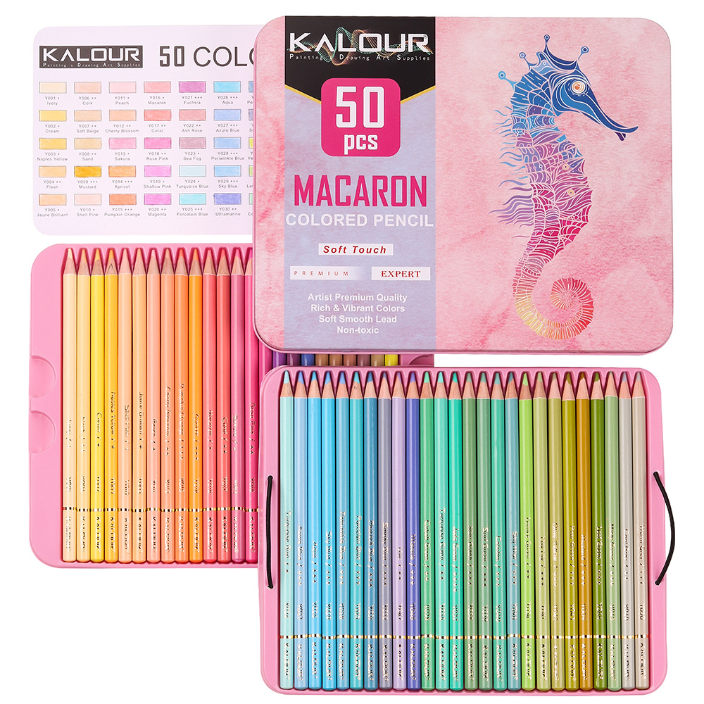 Bút chì màu khô kalour 50 màu pastel hộp thiếc - kl50kp