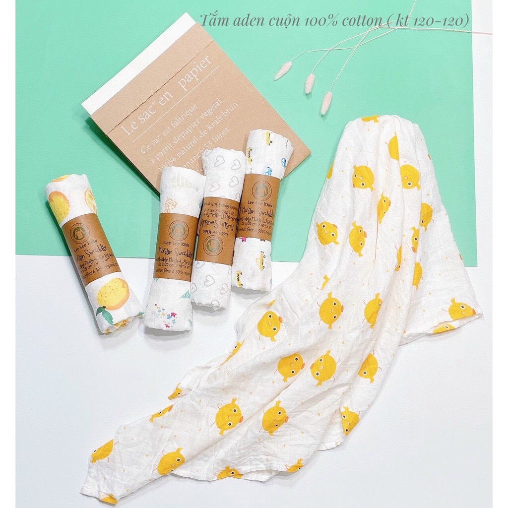 Khăn tắm xô Organic cotton Muslin Swaddle 120x120 cm