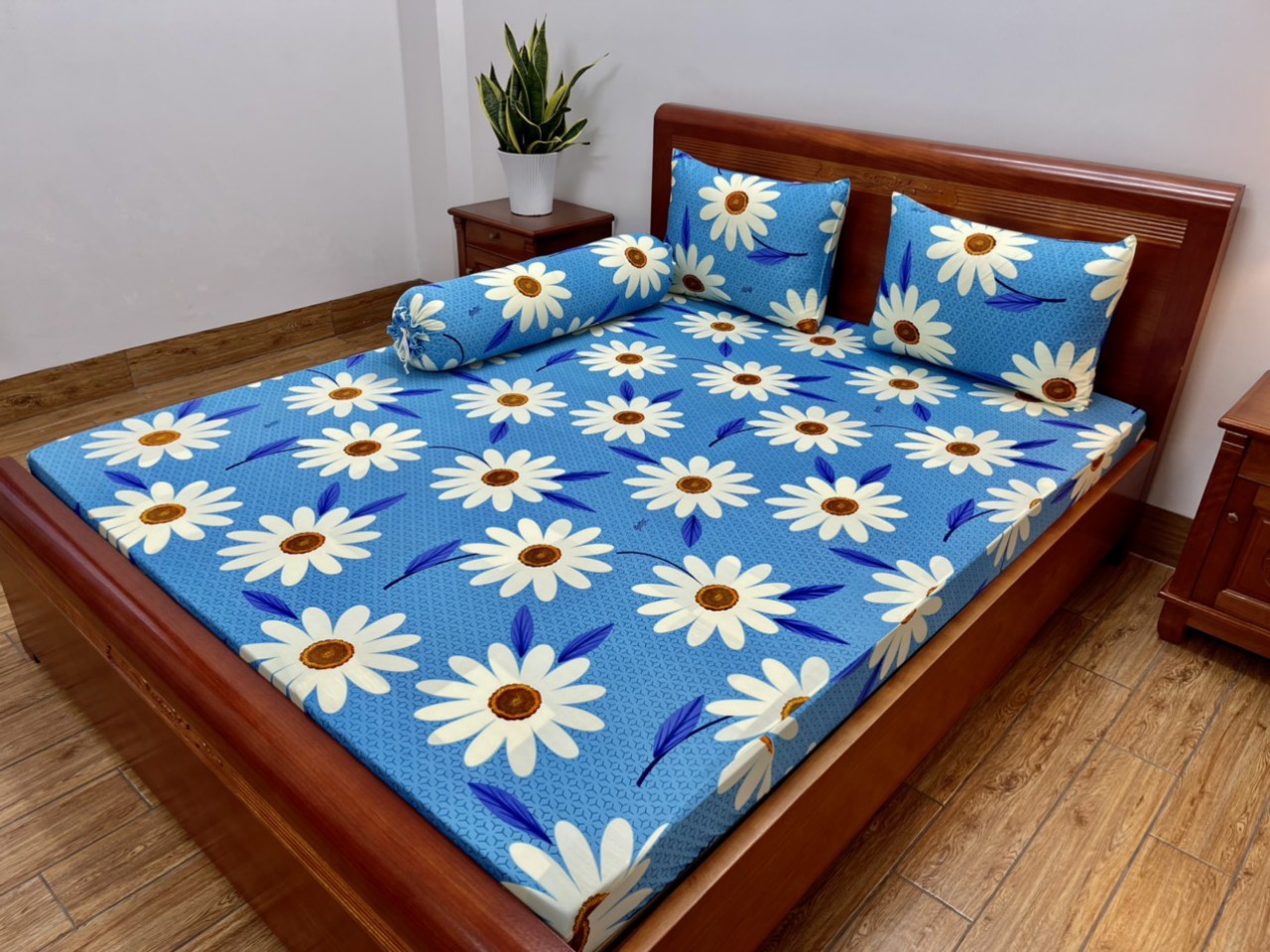 Bộ Ga nệm thun lạnh Hàn Quốc 4 món ( KT 2.2*2m nệm từ 3-15cm)