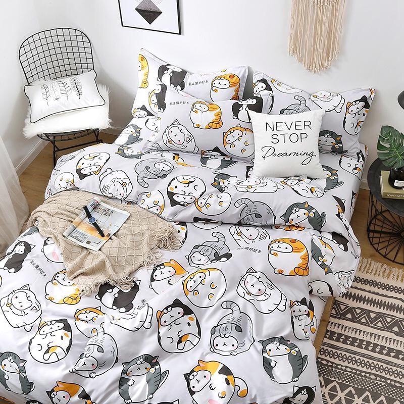 Trọn Bộ 4 Món Cotton Poly Nhập Mẫu ĐÀN MÈO dễ thương