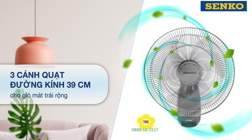 [HCM]Quạt treo điều khiều từ xa Senko TR1628 (Có Remote) - KEM NÂU