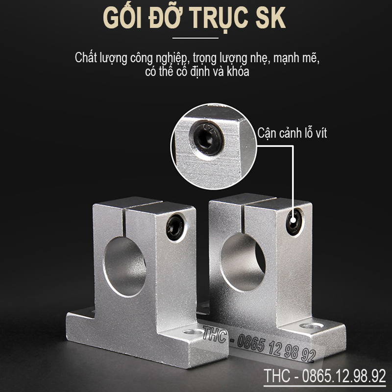 Bộ thanh ray trượt tròn phi 25mm (1 thanh SC25 dài 1,5 mét + 2 bi trượt SCS25UU + 2 gối đỡ SK25)
