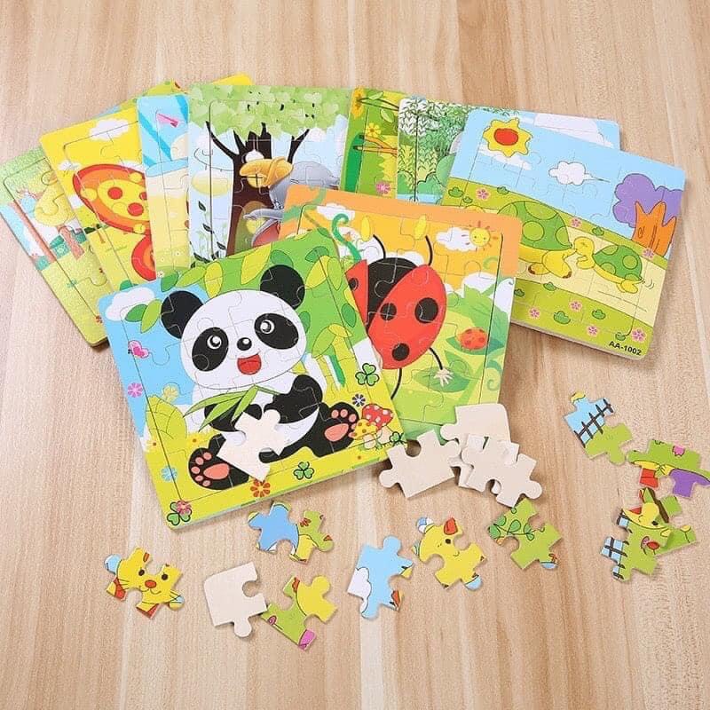 Combo 5 Tranh Ghép Hình Thông Minh 16 Miếng Bằng Gỗ Giúp Bé Phát Triển Tư Duy