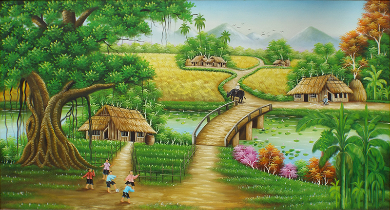 Tranh dán tường 3D đồng quê - nhiều mẫu tranh lựa chọn