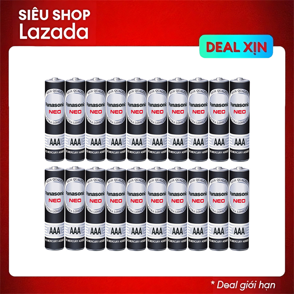 Bộ 20 pin aaa panasonic r03nt - pin than carbon 1.5v, không chảy nước