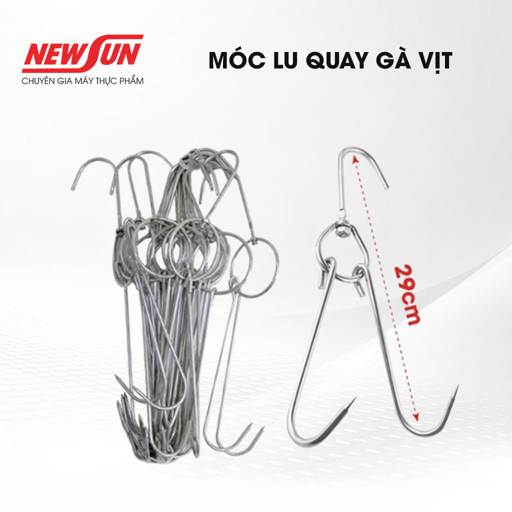 Móc Lu Quay Gà Vịt Heo NEWSUN - Combo 30 Móc- Inox Cao Cấp, Độ Bền Cao