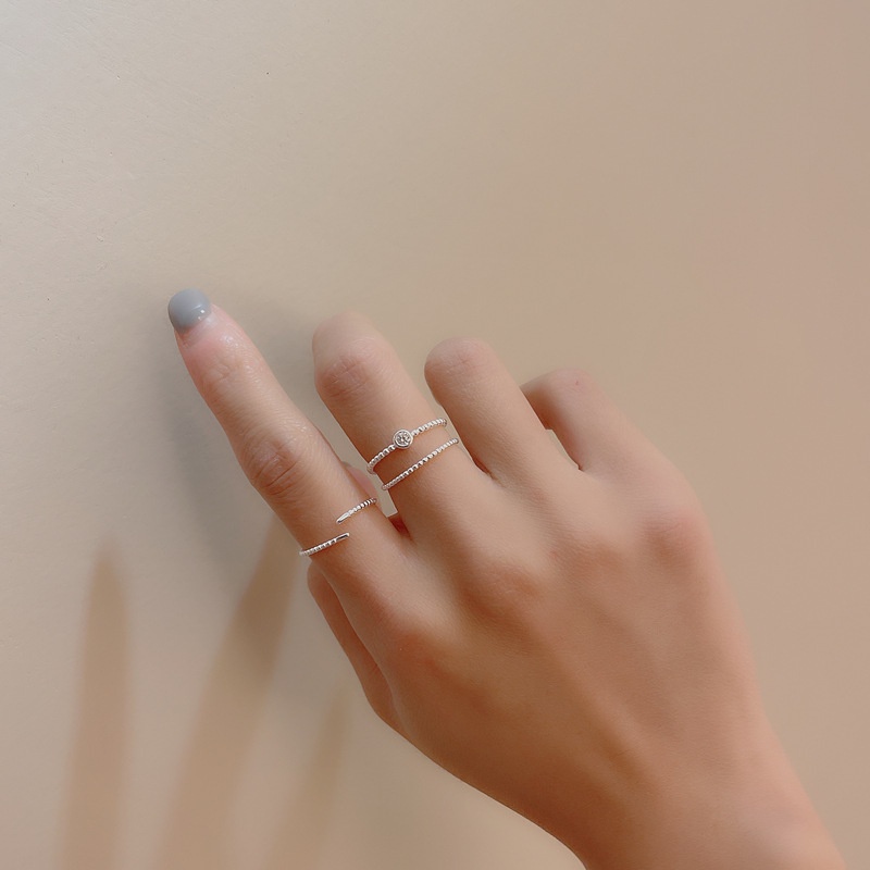Nhẫn nữ set nhẫn bạc đốt bi bạc s925 Cá jewelry