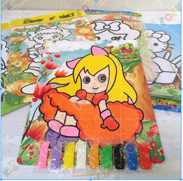 Sand paintings, combo of 10 Sand paintings A4 size with colorful background, Available with sand, 10 different pictures, toys for children