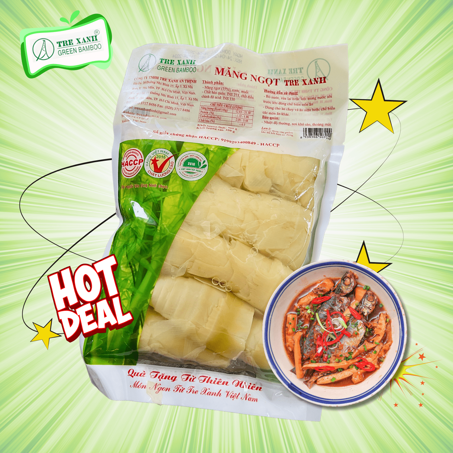 Măng ngọt búp non ngọt vị tư nhiên 350g tre xanh an thịnh măng tự nhiên