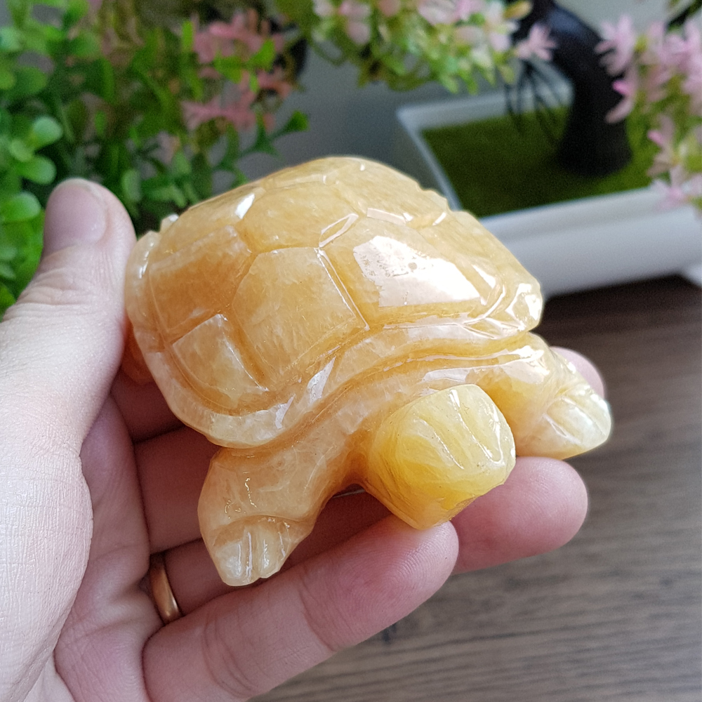 [HCM]Cụ Rùa VÀNG bằng đá thạch anh thiên nhiên size 8cm