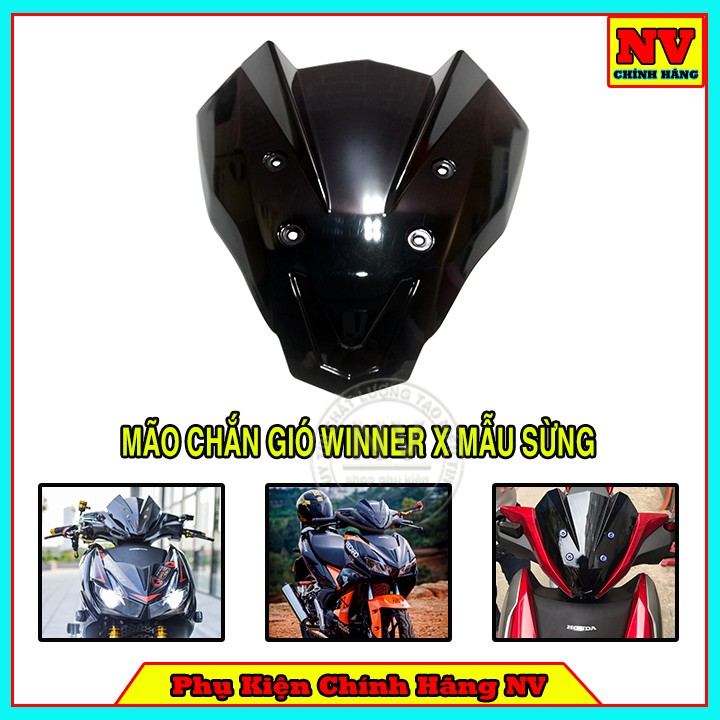 Mão chắn gió winner x mẫu sừng 4 lỗ ốc màu đen