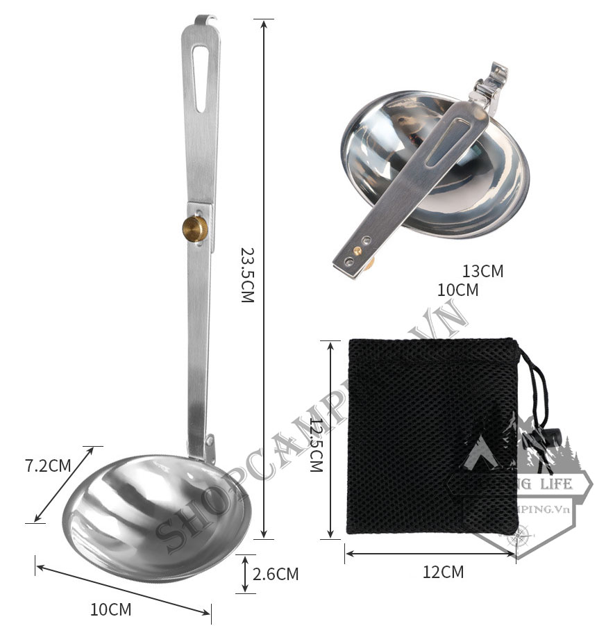Thìa múc canh inox 304 gấp gọn