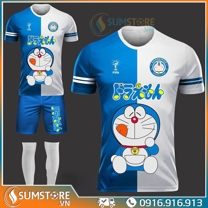 [HCM]Bộ Quần Áo Đá Banh Thun Thái Kute Doremon 02 - Áo Đá Banh 2020