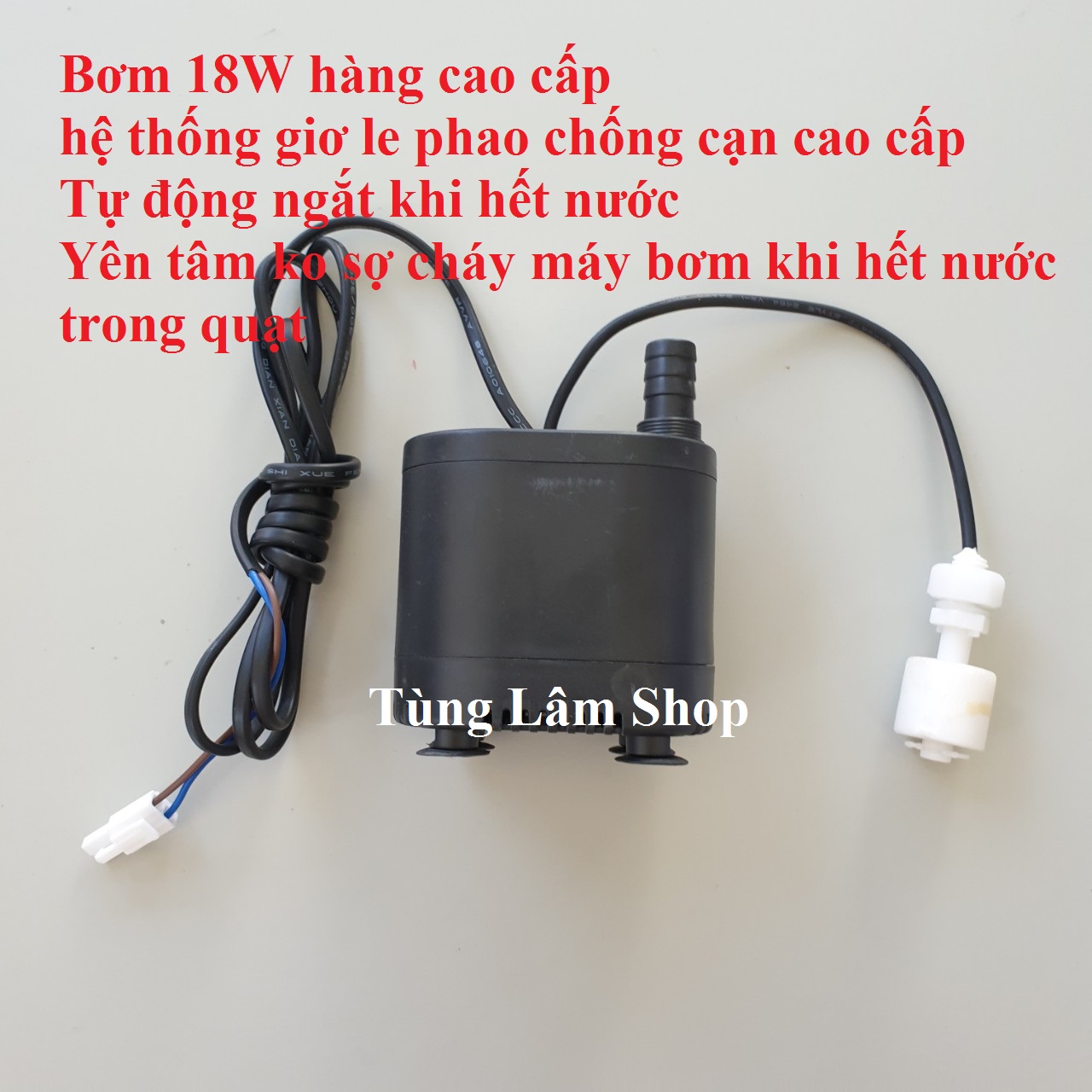 ( cao cấp ) Bơm nước quạt điều hòa - bơm quạt hơi nước 18W liền phao chống cạn tự ngắt khi nước hết