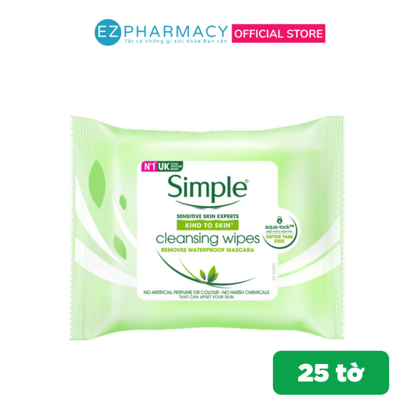 Khăn tẩy trang Simple Cleansing Facial Wipes 25 miếng giá rẻ
