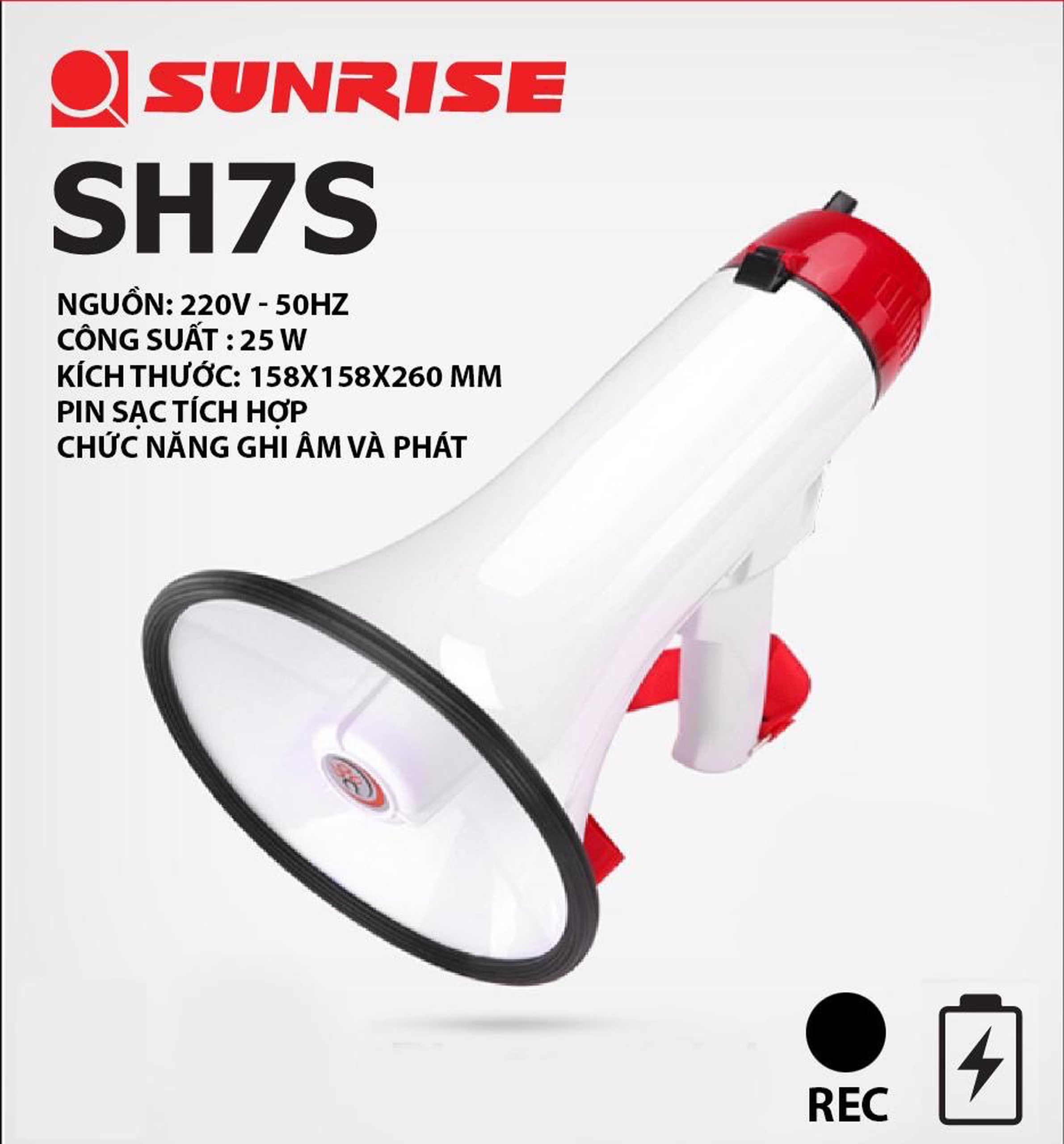 Loa phóng thanh cầm tay mini Sunrise SH7S có sạc điện
