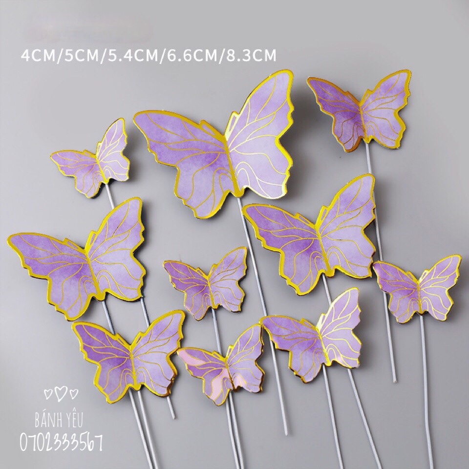 Set of 10 butterfly paper cake decorative toppers