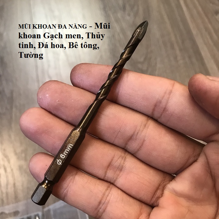 mũi khoan đa năng mũi thép 6mm khoan trên gạch, gạch men, gốm, sứ, thủy tinh, bê tông, tường xi măng, đá, nhôm, gỗ
