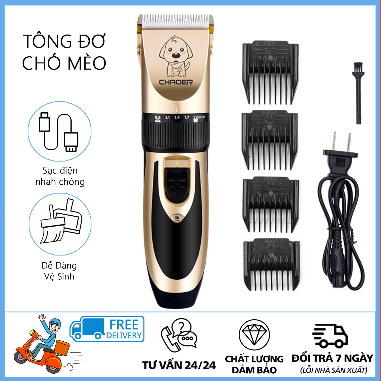 Tông đơ cắt lông chó - Tông đơ cắt tỉa lông chó mèo, tông đơ chó mèo