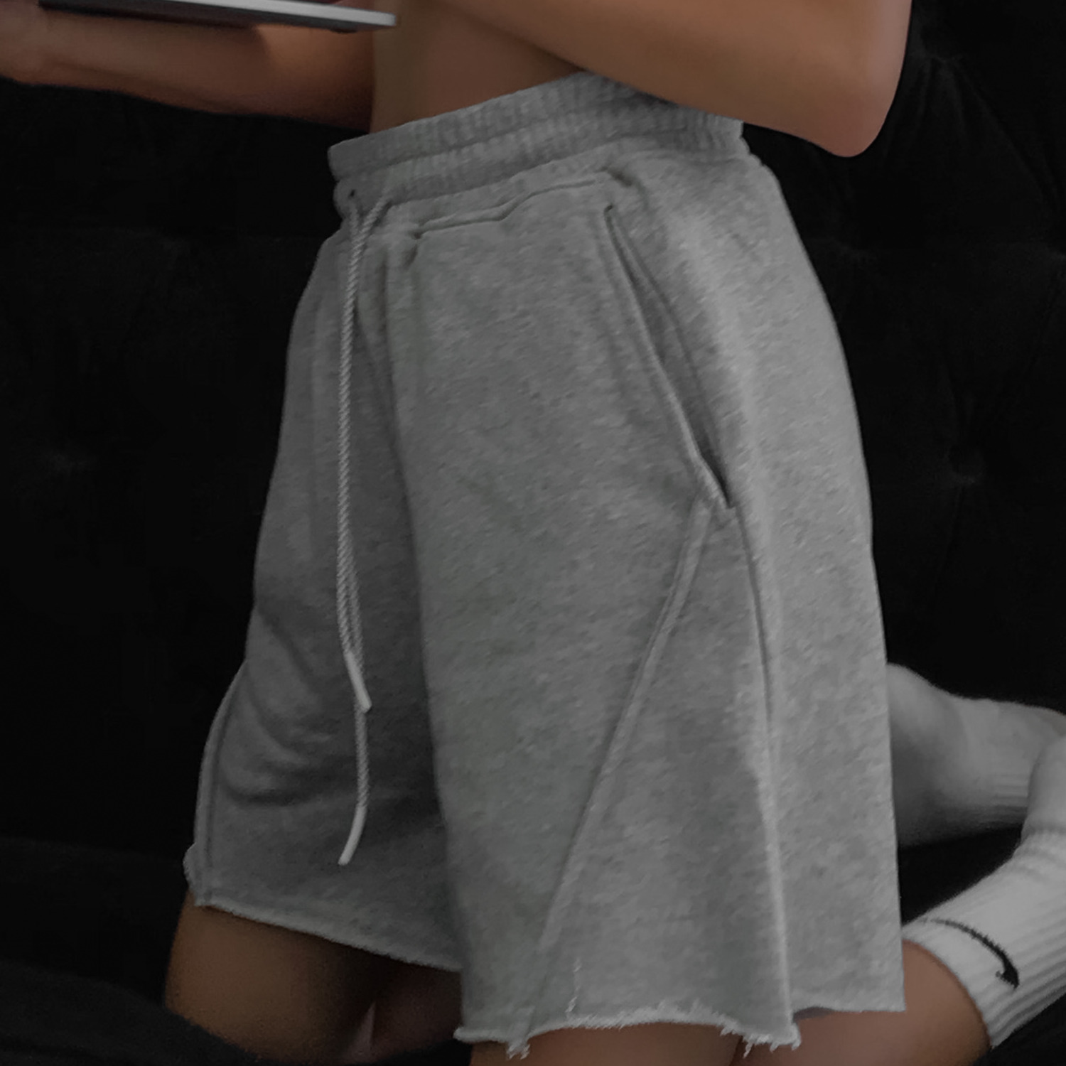 Quần short thun nữ/ quần đùi thun nữ RYACTIVE - LOUNGE SHORT LIGHT GREY