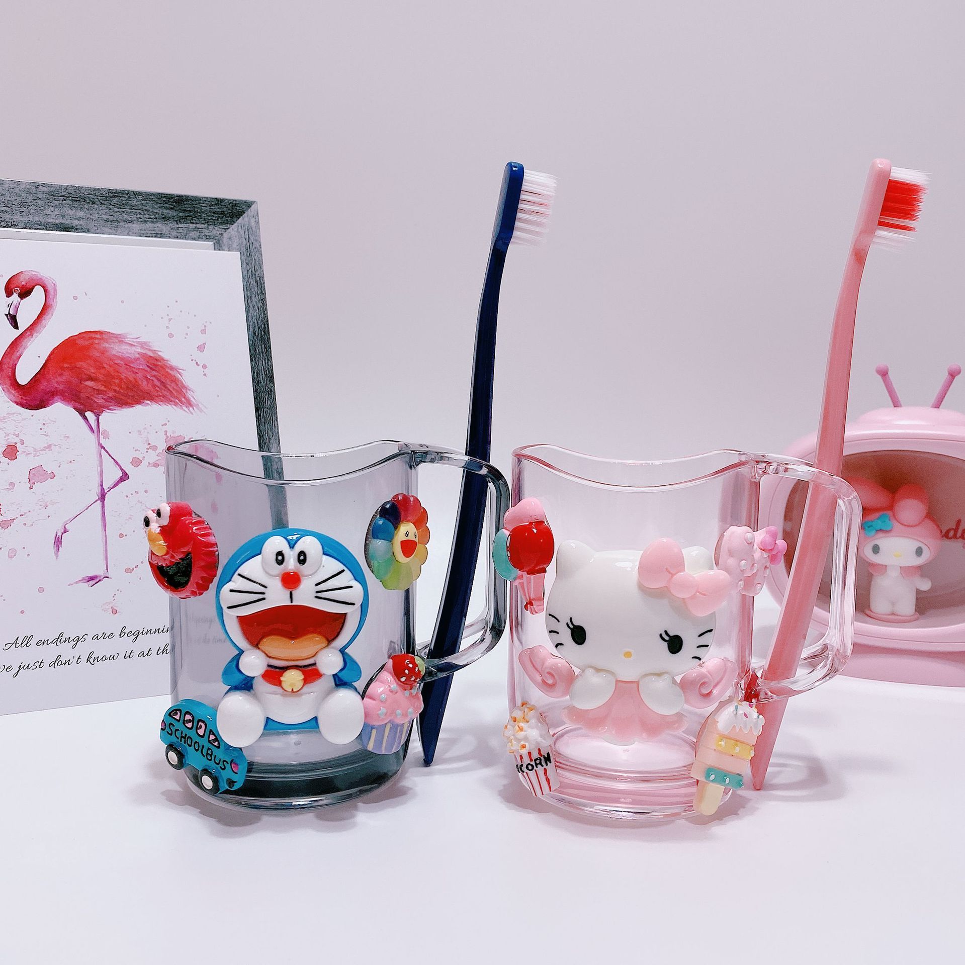 Ly Uống Nước/ Ly Đánh Răng cho Bé Kitty Doraemon Mickey Minnie