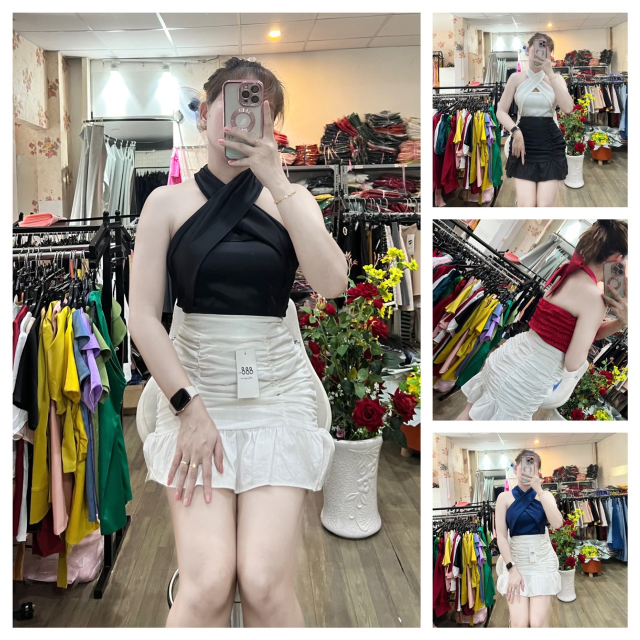 [HCM]HÌNH THẬT ÁO KATE LỤA CỔ CHÉO CÚP NGỰC NHIỀU SIZE