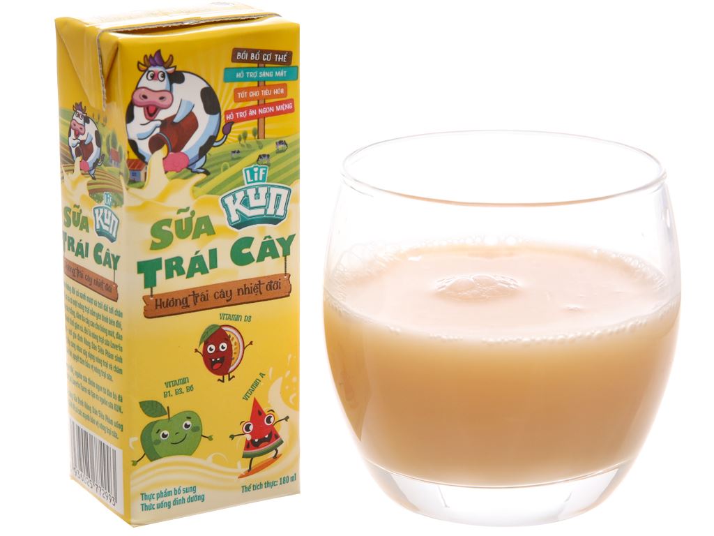 [Thùng 48 Hộp] Sữa Kun Trái Cây Nhiệt Đới 180ml